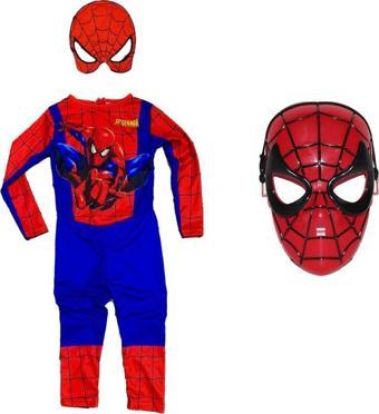 Baskılı Spiderman Örümcek Adam Kostümü + Spiderman Maske - Örümcek Adam Kostüm