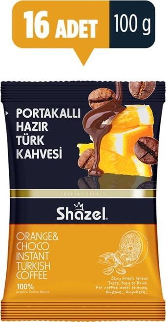 Shazel Portakallı Hazır Türk Kahvesi 100gr (100g X 16 Adet)