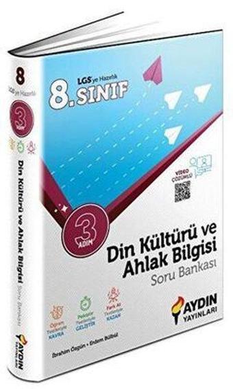 8. Sınıf Din Kültürü ve Ahlak Bilgisi Üç Adım Soru Bankası - Kolektif  - Aydın Yayınları-Eğitim