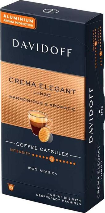 Davidoff Crema Elegant Lungo Harmonıous & Aromatıc Aluminium Kapsül Kahve 10'lu (nespresso Uyumlu)