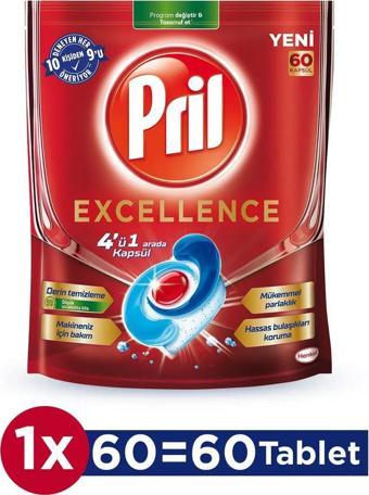 Pril Excellence 4'ü 1 Arada Bulaşık Makinesi Tableti 60'lı