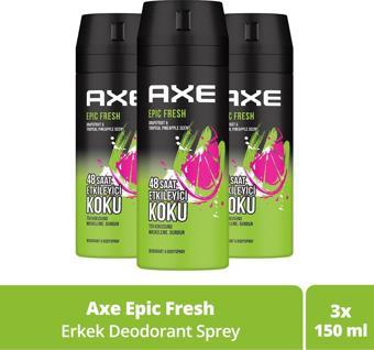 Axe Erkek Deodorant & Bodyspray Epic Fresh 48 Saat Etkileyici Koku 150 ml X3