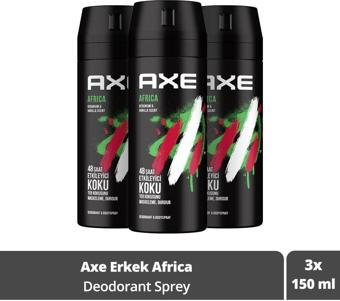 Axe Erkek Sprey Deodorant Africa 48 Saat Etkileyici Koku 150 ml X3 Adet