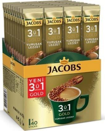 Jacobs 3'ü 1 Arada Gold Yumuşak İçim Karışım Kahve 40'lı Kutu