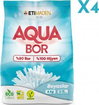 Boron Aqua Bor Toz Çamaşır Deterjanı 4 Kg Beyazlar 4 Adet