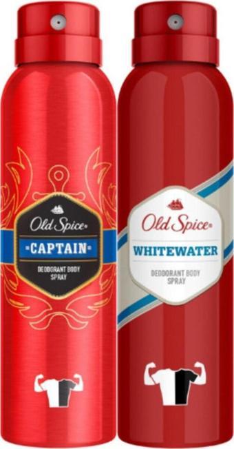 Old Spice Deodorant Seti White Water Deodorant Sprey 150 ml Ve Captain Deodorant Sprey 150 ml