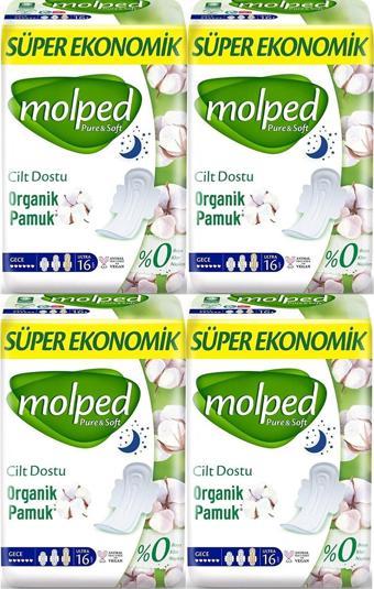 Molped Pure &amp; Soft Gece Süper Ekonomik Ped 16 Lı X 4 Adet