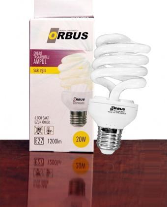 Orbus Ampul 20 Watt Enerji Tasarruflu Ampul E27 Duy Sarı