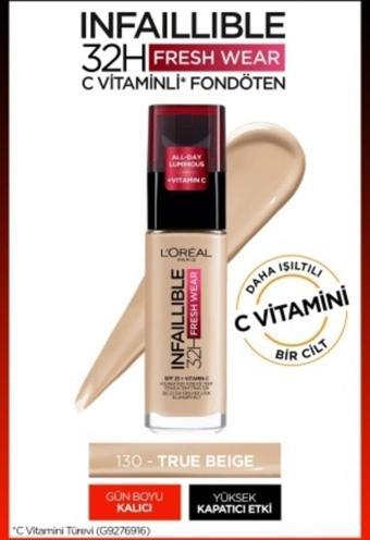 L'Oréal Paris Infaillible 32H Fresh Wear C Vitaminli Fondöten - 130 True Beige