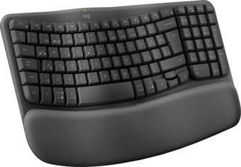 Logitech Wave Keys Kablosuz Bluetooth Dolgulu Avuç İçi Destekli Ergonomik Türkçe Q Klavye, Siyah