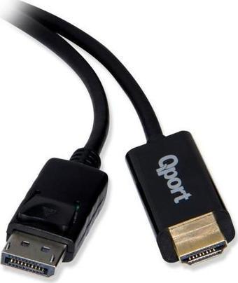 Qport Q-Dph Display Port(M) To HDMI(M) 1.8 Mt Kablo Dönüştürücü