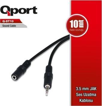 QPort Q-ST10 3.5mm Jack Stereo Audio 10 Metre Ses Uzatma Kablosu