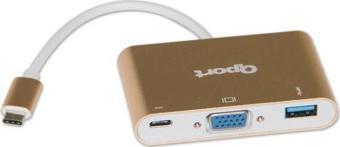 Qport Q-TV03 Type-C To Vga+USB 3.0+Type-C (F) 1920*1080P Çevirici