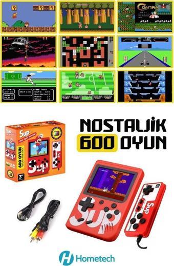 Sup HOMETECH Taşınabilir Video Oyun Konsolu 600 Oyunlu Mini Atari Gameboy 2 Oyunculu