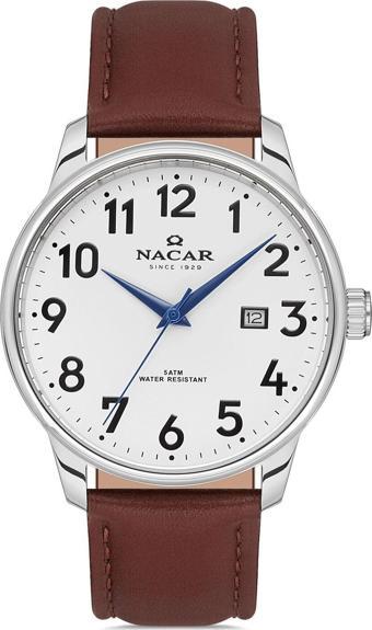 Nacar NC21-297170-AWL2 Kahverengi Hakiki Deri Erkek Kol Saati