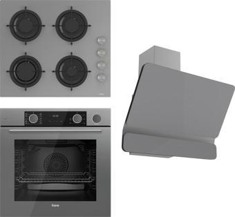 Ferre Steamart&Fryart Serisi Buharlı Pişirme Gri Set (Cs208 + Xe64Cpr +D082 )