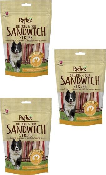 Reflex Chicken&Cod Sandwich Strips Tavuk Ve Morina Balıklı Sandviçler Köpek Ödül Maması 80G (3 Adet)