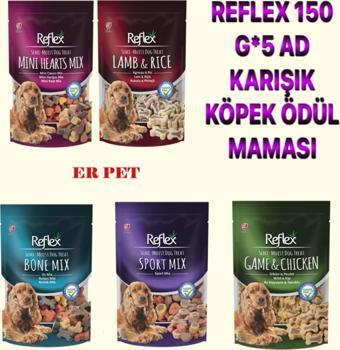 Reflex Karışık Renkli Mini Kalpli Yarı Yumuşak Köpek Ödül Maması 150Gr*4 Ad