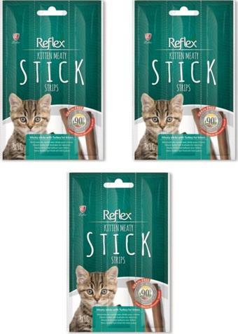 Reflex Sticks Yavru Kedi Hindili Kedi Ödül Maması 3 Paket