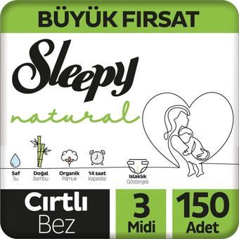 Sleepy Natural 3 Numara Midi 150'li Bebek Bezi