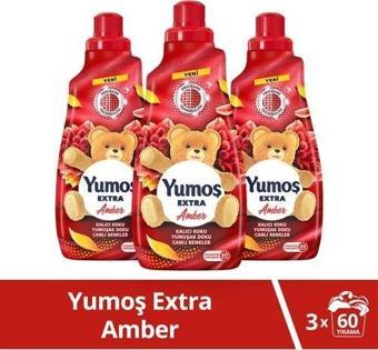 Yumoş Extra Konsantre Çamaşır Yumuşatıcısı Renkliler Için Amber 60 Yıkama 1440 ml X3 Adet