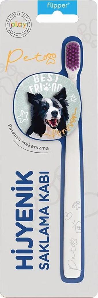 Flipper Pets Yetişkin Diş Fırçası Ve Saklama Kabı Seti Border Collie Köpek