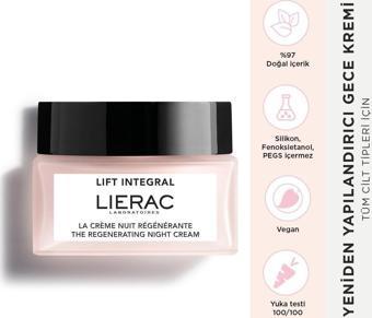 Lierac Lift Integral Night Cream Yeniden Yapılandırıcı, Vegan, Gül Yağı Içeren, Gece Bakım Kremi 50 Ml