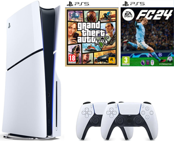 Sony Playstation 5 1 Tb Slim Cd Edition Konsol + 2. Ps5 Kol + Ps5 Gta 5 + Ps5 Fifa 24 Oyunu