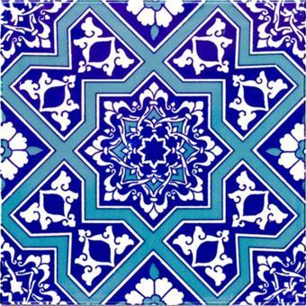 Armada Çini Selçuk Yıldız Geçme Desenli Çini Karo 20x20 cm Ac 12