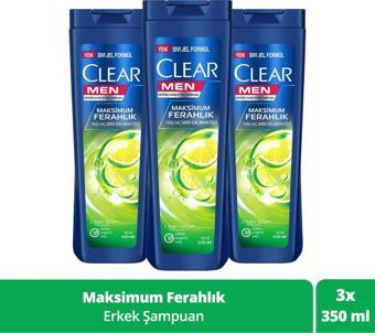 Clear Men Kepeğe Karşı Etkili Şampuan Maksimum Ferahlık Yağlı Saç Derisi Için Limon 350 Ml X3 Adet