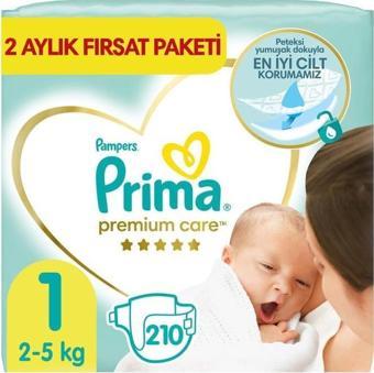 Prima Bebek Bezi Premium Care 1 Beden 210 Adet Yenidoğan Aylık Fırsat Paketi