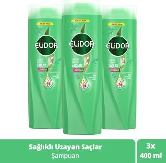 Elidor Superblend Saç Bakım Şampuanı Sağlıklı Uzayan Saçlar Biotin Argan Yağı Arjinin 400 ml X3