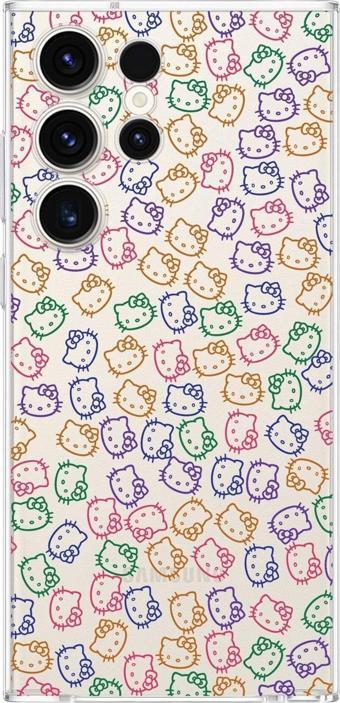 Printify Samsung Galaxy S23 Ultra Kamera Korumalı Kapak Hello Kitty Tasarımlı Şeffaf Kılıf