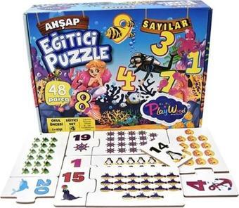 Play Wood Sayılar 48 Parça Ahşap Puzzle Eşleştirme 