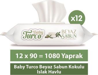 Baby Turco Beyaz Sabun Kokulu Islak Havlu 12x90