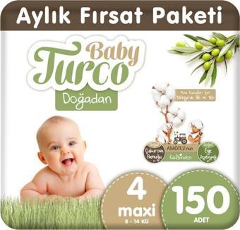 Baby Turco Doğadan 4 Numara Maxi 150 Adet 8-14 Kg