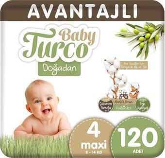 Baby Turco Doğadan Avantajlı Bebek Bezi 4 Numara Maxi 120 Adet