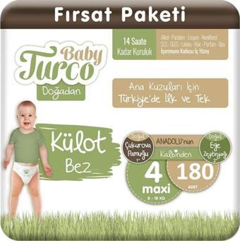 Baby Turco Doğadan Külot Bebek Bez 4 Numara Maxi 180 Adet 8-18 Kg