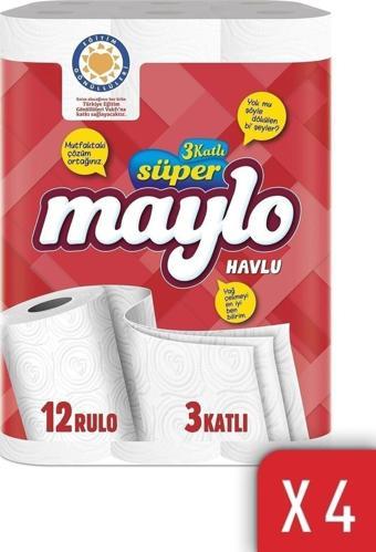 Maylo 3 Katlı Kağıt Havlu 12'li 4 Lü Paket