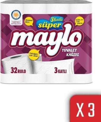 Maylo 3 Katlı Tuvalet Kağıdı 32'li 3'lü Paket