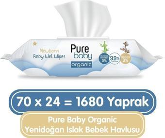 Pure Baby Organic Yenidoğan Islak Havlu 24x70 (1680 Yaprak)