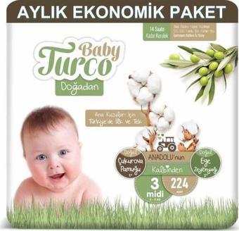 Baby Turco Bebek Bezi Aylık Paket 3 Numara 5-9 kg 224’lü