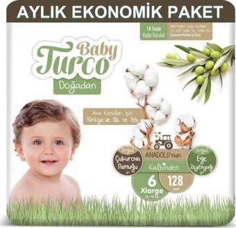 Baby Turco Bebek Bezi Aylık Paket 6 Numara 16-25 kg 128'li