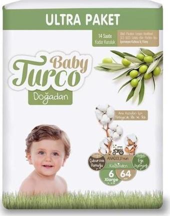 Baby Turco Doğadan Ultra Xl Bebek Bezi 16-25 kg 64'lü 6 Numara