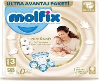 Molfix Pure Soft 3 Beden Midi 98'li Bebek Bezi