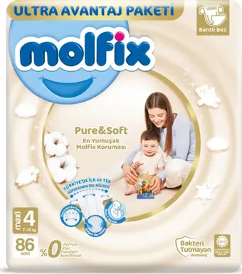 Molfix Pure Soft 4 Beden Maxi 86'lı Bebek Bezi