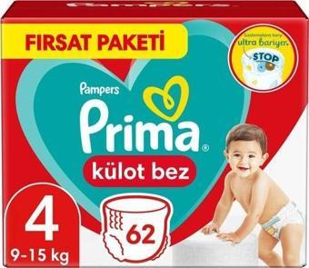 Prima Külot Bebek Bezi Fırsat Paketi 4 Beden 62 Adet