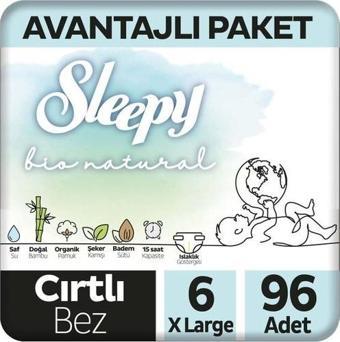 Sleepy Bio Natural Avantajlı Paket Bebek Bezi 6 Numara Xlarge 96 Adet