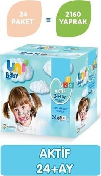 Uni Baby Aktif Islak Mendil 24'lü x 90 Adet 2160 Yaprak