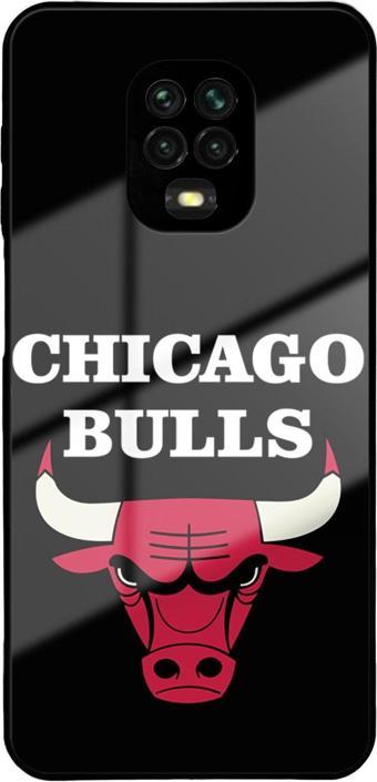 Printify Xiaomi Redmi Note 9 Pro İle Uyumlu Silikon Arkası Cam Kapak Chicago Tasarımlı Cam Kılıf